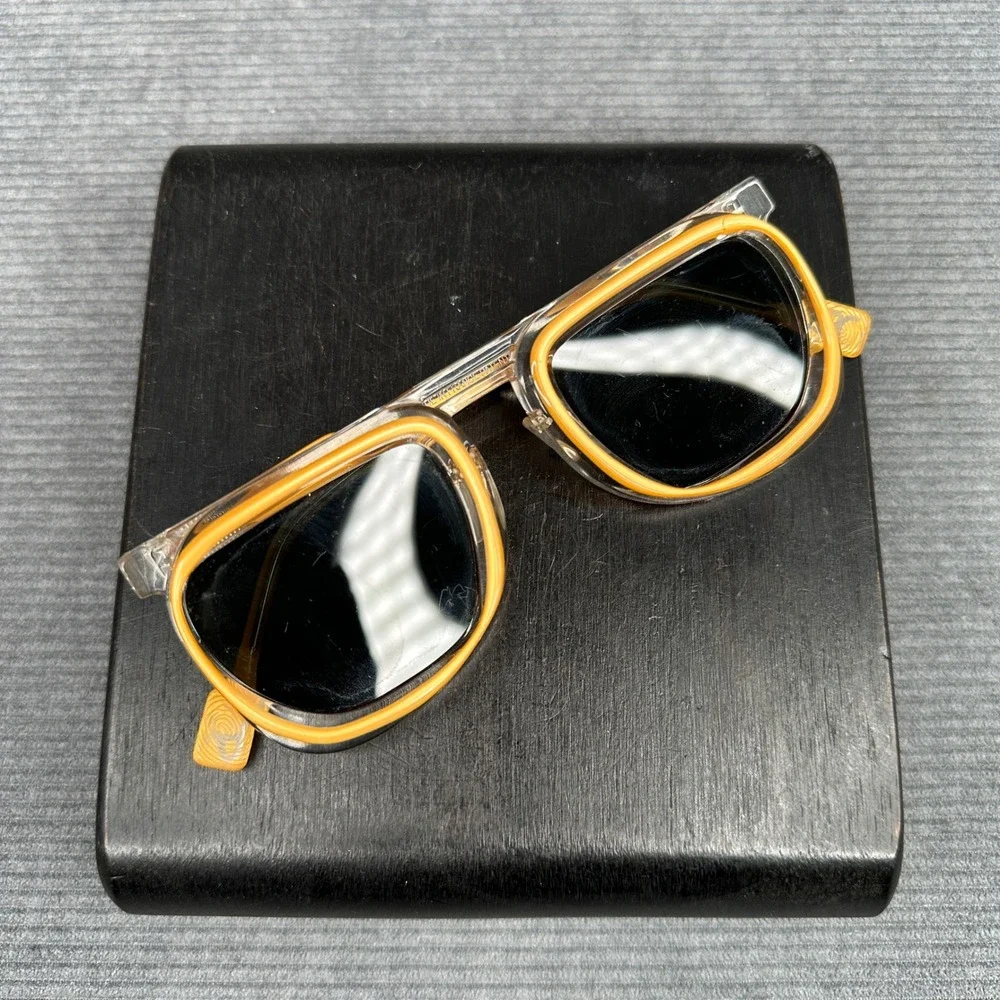 Dzmitry Samal Paris Xavier Orange Clear Square Y2K Sunglasses Handmade in France